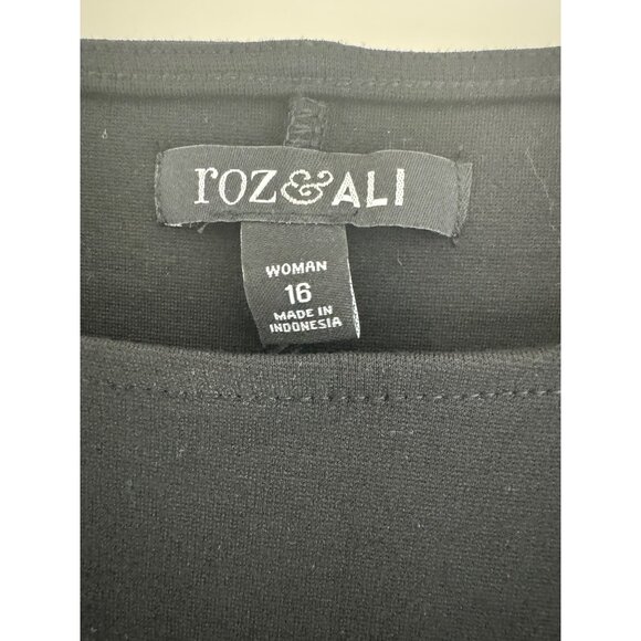 Size 16W 1X BLACK PONTE KNIT SHIFT DRESS Gold Embellished Fall Winter PLUS‎ SIZE - Picture 6 of 8